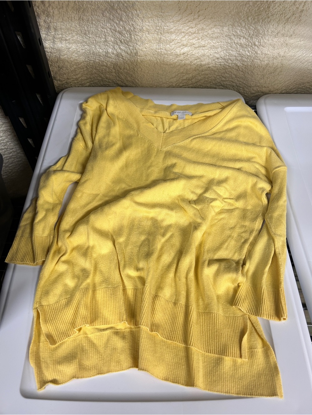 New York & Company Sunny Yellow V-Neck Sweater